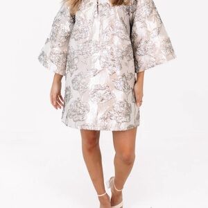 The Kai Button Up Dress Cream Bell Sleeve Mini Dress